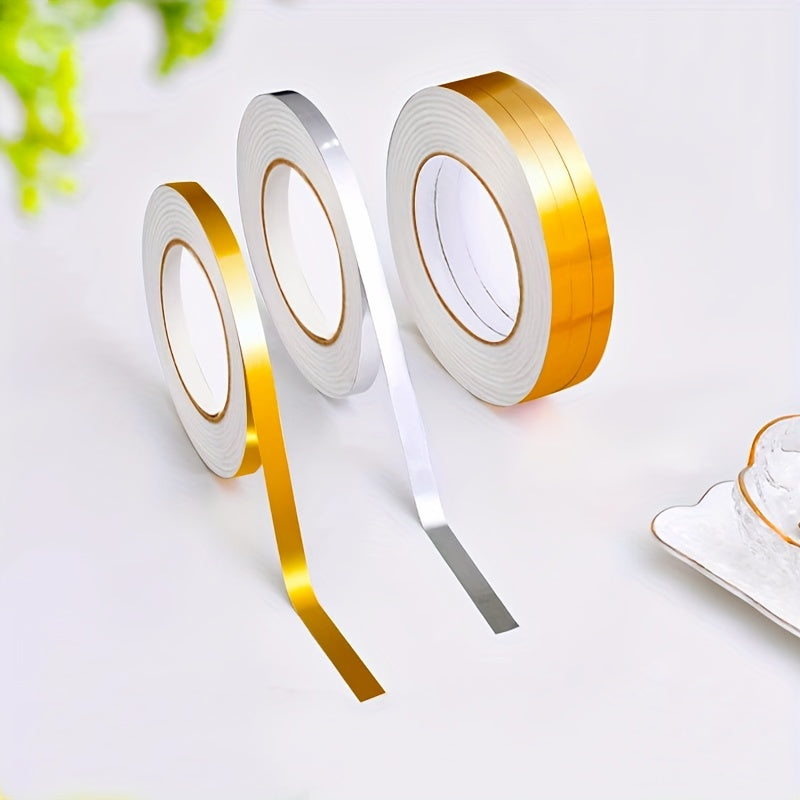 1 Roll Black Brushed Golden Silvery Floor Edging Waterproof Seam Wall Stickers, Wall Gap Ceiling Home Decoration, Self-Adhesive Tile Tape