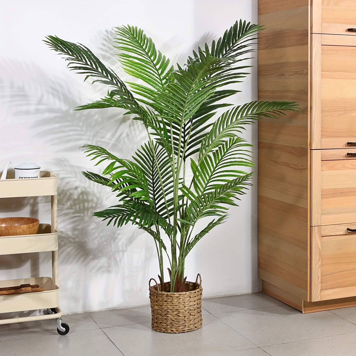 Plante De Palmier Areca Artificielle 5 Pieds Faux Palmier Avec 17 Troncs Faux Arbre Pour Décoration Moderne D’Intérieur Extérieur Dypsis Lutescens Plantes En Pot Pour Bureau À Domicile (Lot De 2)