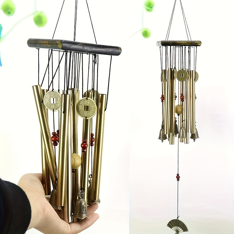 1pc Large Copper Bell Outdoor Wind Chimes - Antique Style, Aluminum Alloy Tubes, Door Hanging, Garden Home Decoration, Yard Art Decor for Outdoor Spaces
