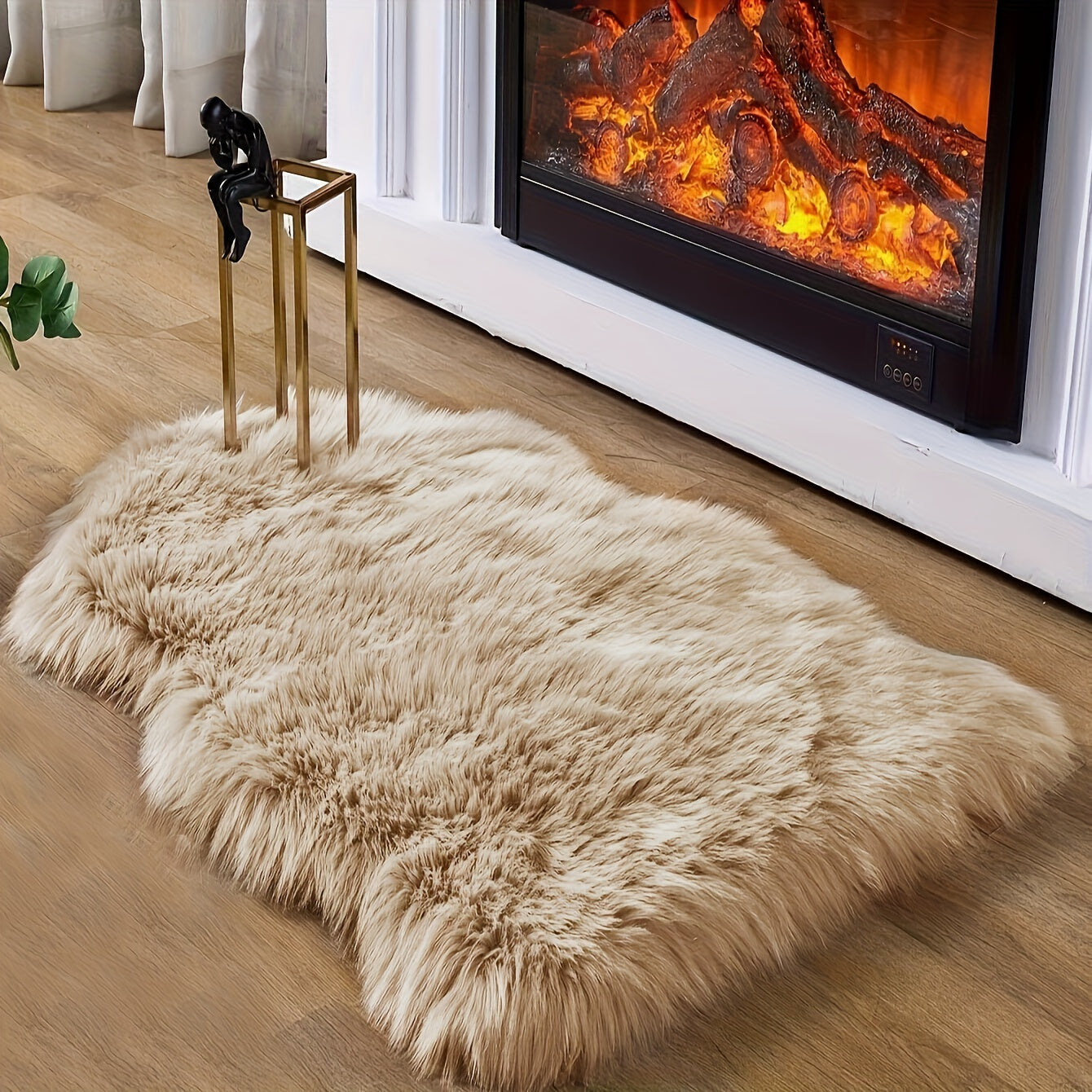 1pc Soft and Fluffy Sheepskin Carpet - Non-slip Artificial Fur Carpet for Bedroom, Living Room and Game Room - Washable and Durable - Very Suitable for Home Decoration and Dormitory