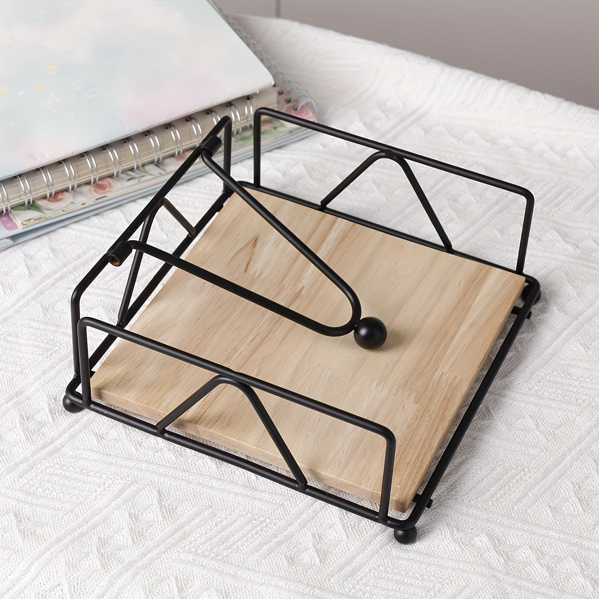 [Metal Napkin Rack] Iron Art Design 1pc Tissue Dispenser - Metal Hollow Napkin Holder for Kitchen Countertop, Dining Table, Home Decoration