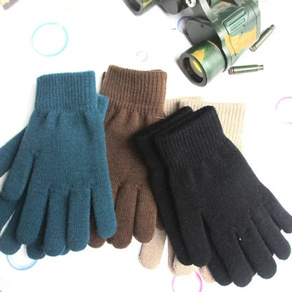 Gants pour femmes Tricotés Solide Automne Hiver Chauffe-mains Épaississement Doublure Ski Court Poignet Femme Doigts complets Mitaines