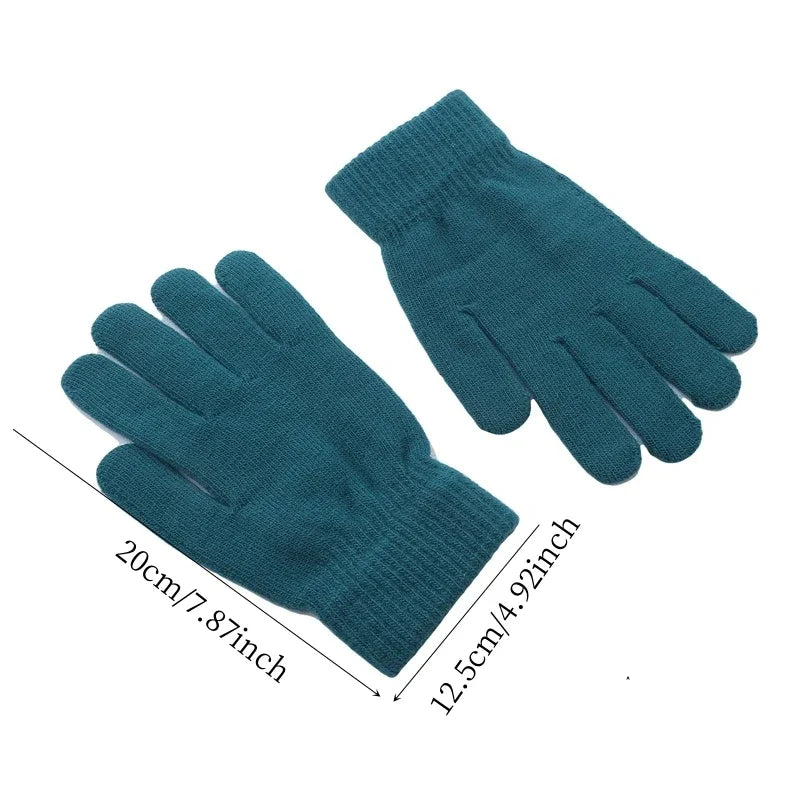 Gants pour femmes Tricotés Solide Automne Hiver Chauffe-mains Épaississement Doublure Ski Court Poignet Femme Doigts complets Mitaines