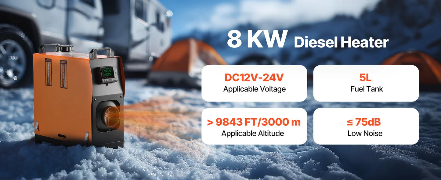 SucceBuy Diesel Heater 8KW Diesel Air Heater with LCD Panel and Remote Control Parking Heater Low Noise for Truck Trailer Boat