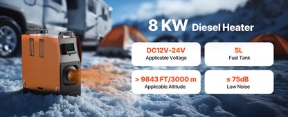SucceBuy Diesel Heater 8KW Diesel Air Heater with LCD Panel and Remote Control Parking Heater Low Noise for Truck Trailer Boat
