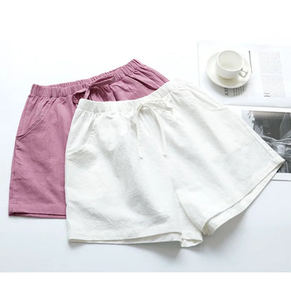 Short d'entraînement d'été en coton et lin pour femme, taille haute, ample, tendance, pour la maison, style motard