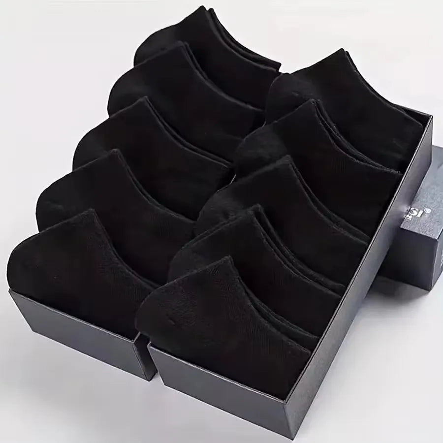 10/40 Pairs Men's Boat Socks Business Sport Sweat Absorption Mature Summer Autumn Solid Color Non Pilling Versatile Ankle Socks