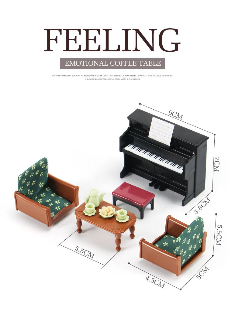 1:12 Miniature Furniture Forest Family Kitchen Toy Dining Table Dollhouse Accessories Bathroom Pretend Play For Girl Gifts Toys