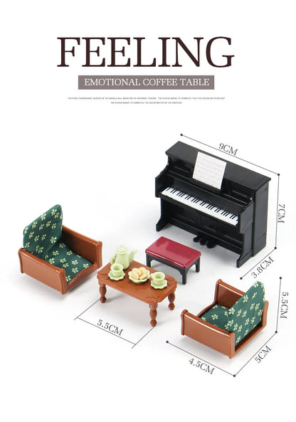 1:12 Miniature Furniture Forest Family Kitchen Toy Dining Table Dollhouse Accessories Bathroom Pretend Play For Girl Gifts Toys