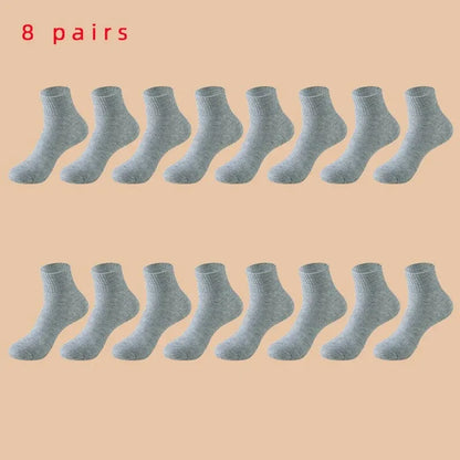 5/8 paires de chaussettes décontractées en coton noir pour hommes et femmes, longueur moyenne, douces et chaudes, automne/hiver, couleur unie