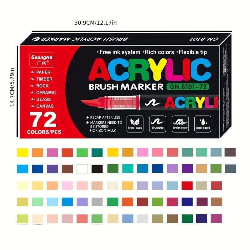 12-120 Colors Acrylic Paint Pens Markers Brush Tip Paint Markers for Rock Painting Wood Canvas Stone Christmas Gift DIY Crafts