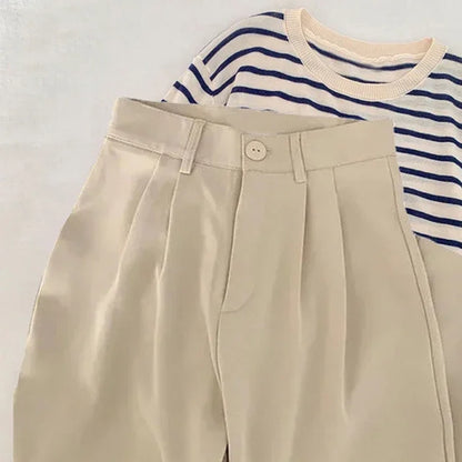 Taille haute pour femme Costume Pantalon Automne droit Bureau Dames Pantalon de mode coréenne Bouton décontracté Pantalon noir féminin ample Nouveau 2025