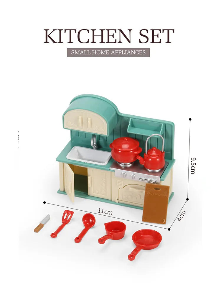 1:12 Miniature Furniture Forest Family Kitchen Toy Dining Table Dollhouse Accessories Bathroom Pretend Play For Girl Gifts Toys