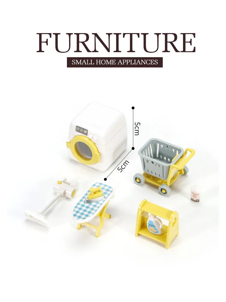 1:12 Miniature Furniture Forest Family Kitchen Toy Dining Table Dollhouse Accessories Bathroom Pretend Play For Girl Gifts Toys