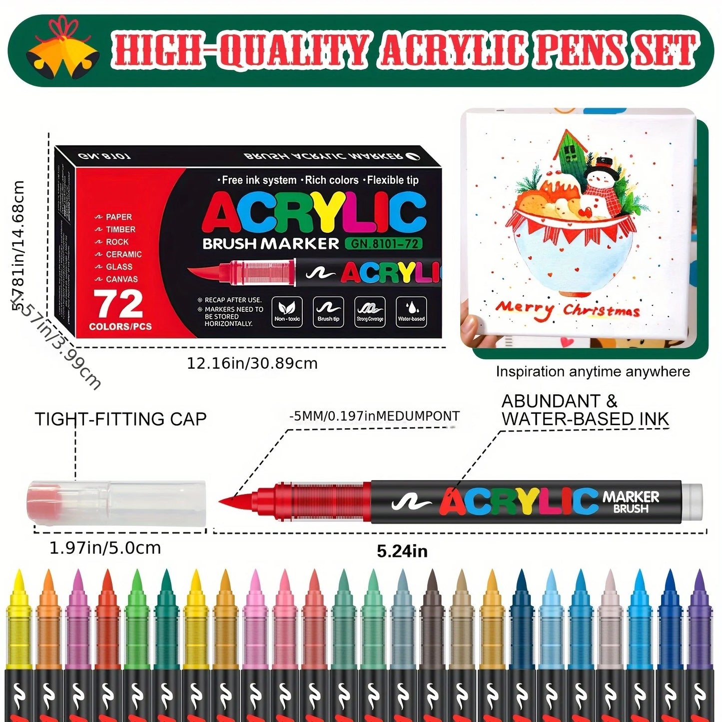 12-120 Colors Acrylic Paint Pens Markers Brush Tip Paint Markers for Rock Painting Wood Canvas Stone Christmas Gift DIY Crafts