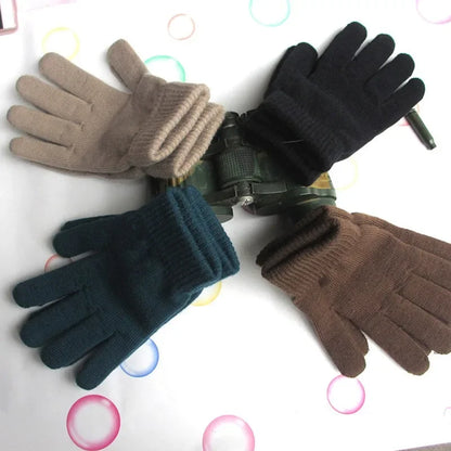 Gants pour femmes Tricotés Solide Automne Hiver Chauffe-mains Épaississement Doublure Ski Court Poignet Femme Doigts complets Mitaines