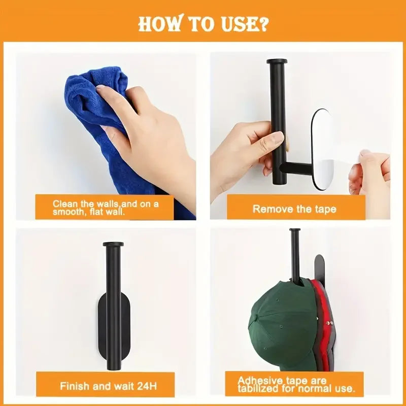 1/2pcs Stainless Steel Cap Hook For Wall, Minimalist No Drilling Hat Organizer, Household Storage Organizer