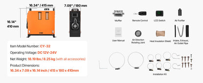SucceBuy Diesel Heater 8KW Diesel Air Heater with LCD Panel and Remote Control Parking Heater Low Noise for Truck Trailer Boat