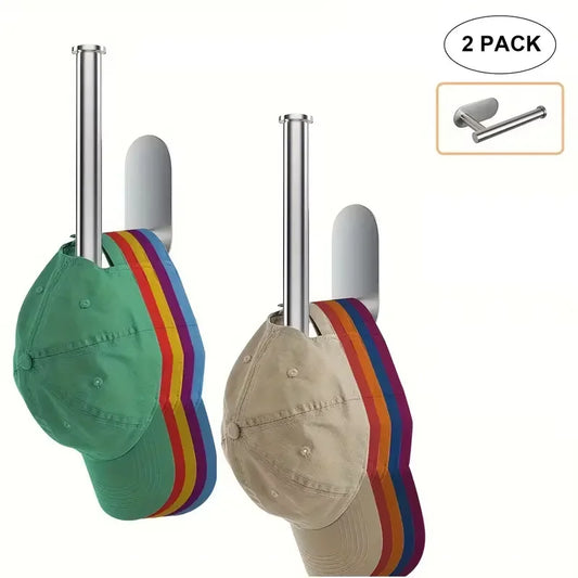 1/2pcs Stainless Steel Cap Hook For Wall, Minimalist No Drilling Hat Organizer, Household Storage Organizer
