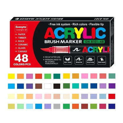 12-120 Colors Acrylic Paint Pens Markers Brush Tip Paint Markers for Rock Painting Wood Canvas Stone Christmas Gift DIY Crafts