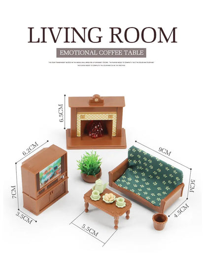 1:12 Miniature Furniture Forest Family Kitchen Toy Dining Table Dollhouse Accessories Bathroom Pretend Play For Girl Gifts Toys