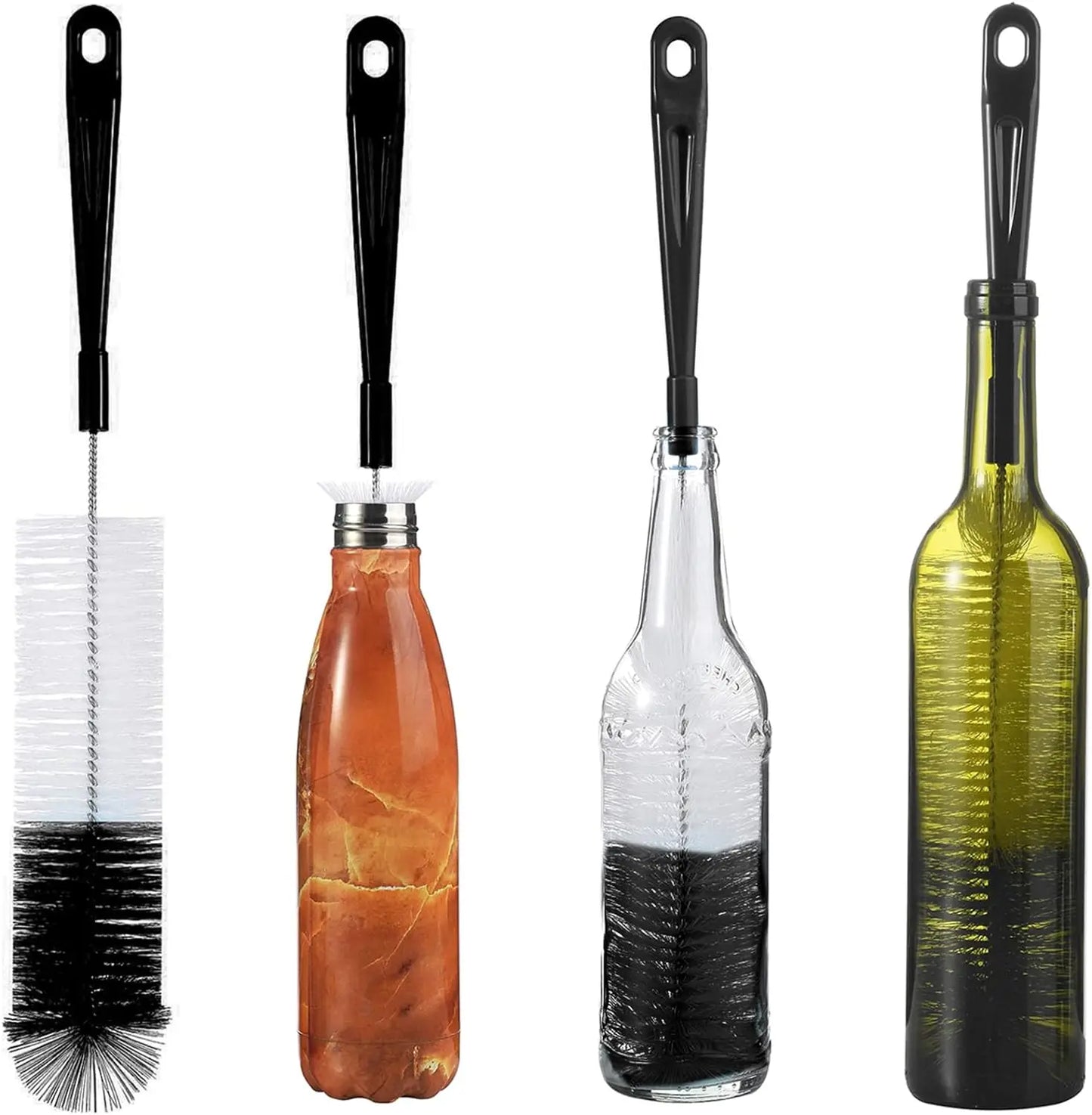 16” Long Bottle Brush Cleaner for Washing Wine/Beer/Sport Well/Thermos/Glass and Long Narrow Neck Sport Bottles