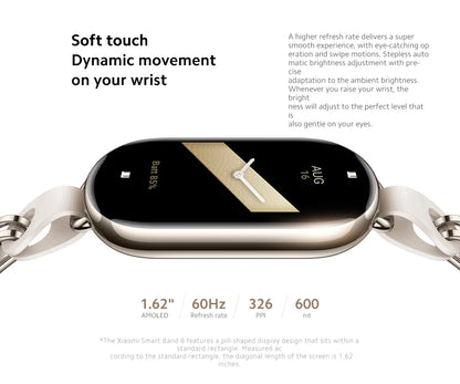 [World Premiere] Global Version Xiaomi Band 8 1.62'' AMOLED Ultra Long Life 16 Days Smart Bracelet 150+ Sport Modes