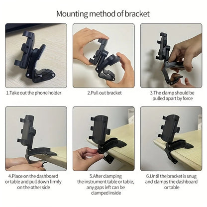 Support de téléphone universel pour tableau de bord de voiture 360 °   Support de voiture pour Smartphone rotatif, pour iPhone,