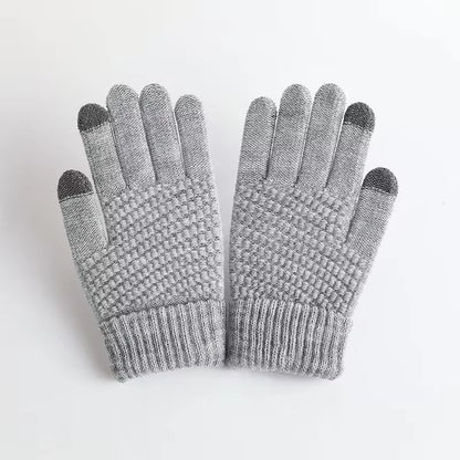 Gants pour femmes Tricotés Solide Automne Hiver Chauffe-mains Épaississement Doublure Ski Court Poignet Femme Doigts complets Mitaines