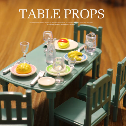 1:12 Miniature Furniture Forest Family Kitchen Toy Dining Table Dollhouse Accessories Bathroom Pretend Play For Girl Gifts Toys
