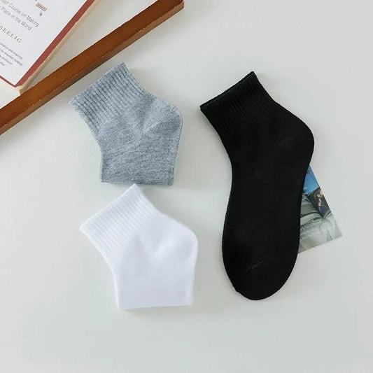 5/8 paires de chaussettes décontractées en coton noir pour hommes et femmes, longueur moyenne, douces et chaudes, automne/hiver, couleur unie