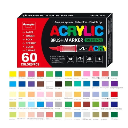 12-120 Colors Acrylic Paint Pens Markers Brush Tip Paint Markers for Rock Painting Wood Canvas Stone Christmas Gift DIY Crafts