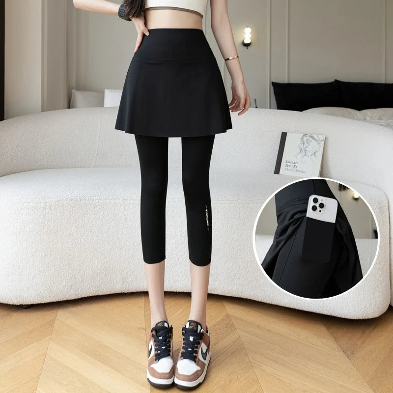 Jupe courte en soie glacée de style estival avec entrejambe pour femme, taille haute, pour le yoga et le sport, style fille épicée, douce et cool, jupe plissée