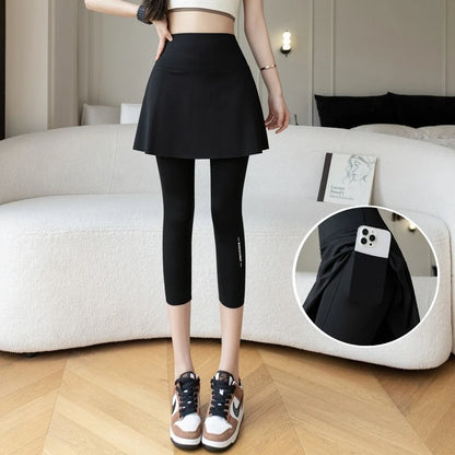 Jupe courte en soie glacée de style estival avec entrejambe pour femme, taille haute, pour le yoga et le sport, style fille épicée, douce et cool, jupe plissée