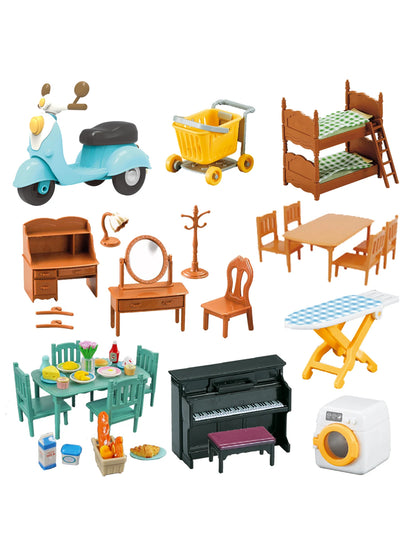 1:12 Miniature Furniture Forest Family Kitchen Toy Dining Table Dollhouse Accessories Bathroom Pretend Play For Girl Gifts Toys