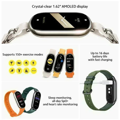 [World Premiere] Global Version Xiaomi Band 8 1.62'' AMOLED Ultra Long Life 16 Days Smart Bracelet 150+ Sport Modes