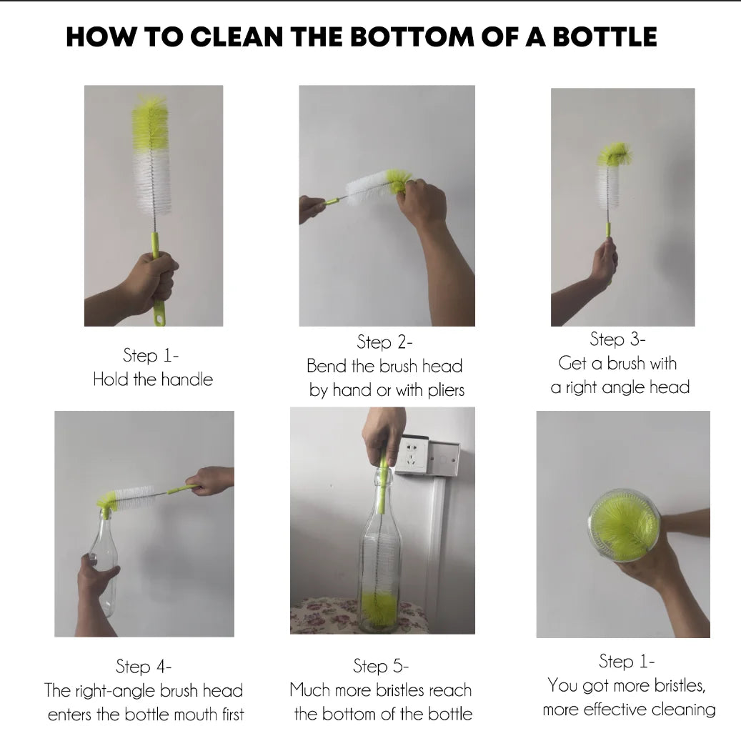 16” Long Bottle Brush Cleaner for Washing Wine/Beer/Sport Well/Thermos/Glass and Long Narrow Neck Sport Bottles