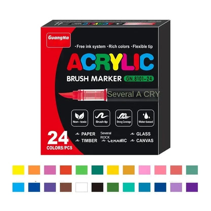 12-120 Colors Acrylic Paint Pens Markers Brush Tip Paint Markers for Rock Painting Wood Canvas Stone Christmas Gift DIY Crafts