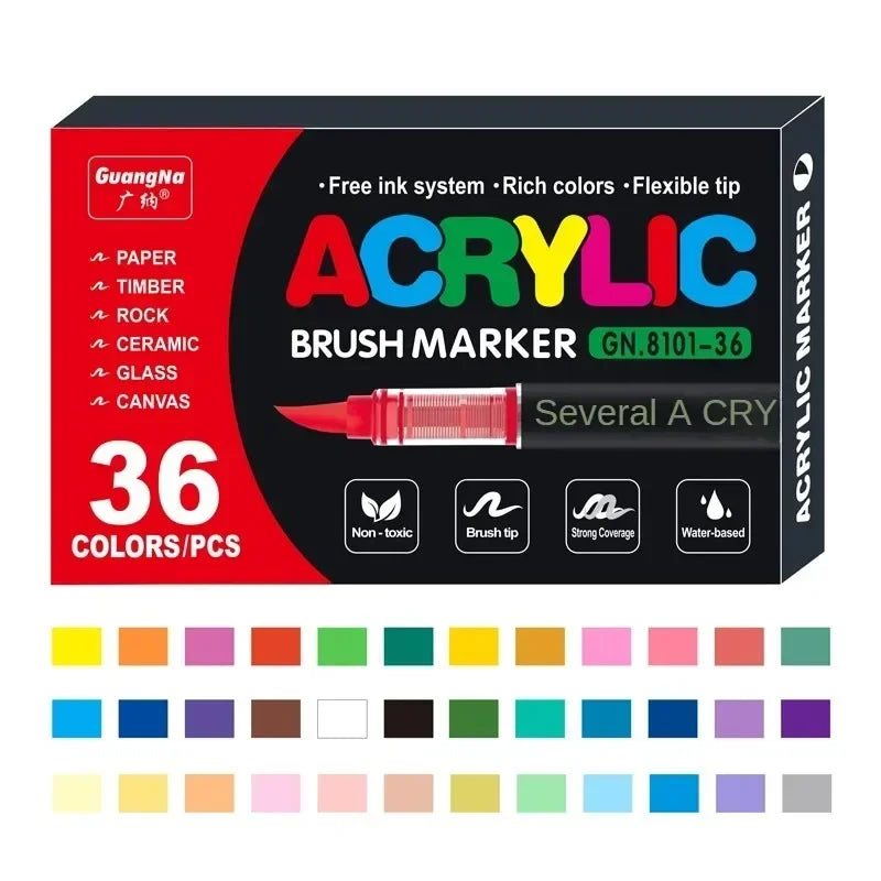 12-120 Colors Acrylic Paint Pens Markers Brush Tip Paint Markers for Rock Painting Wood Canvas Stone Christmas Gift DIY Crafts