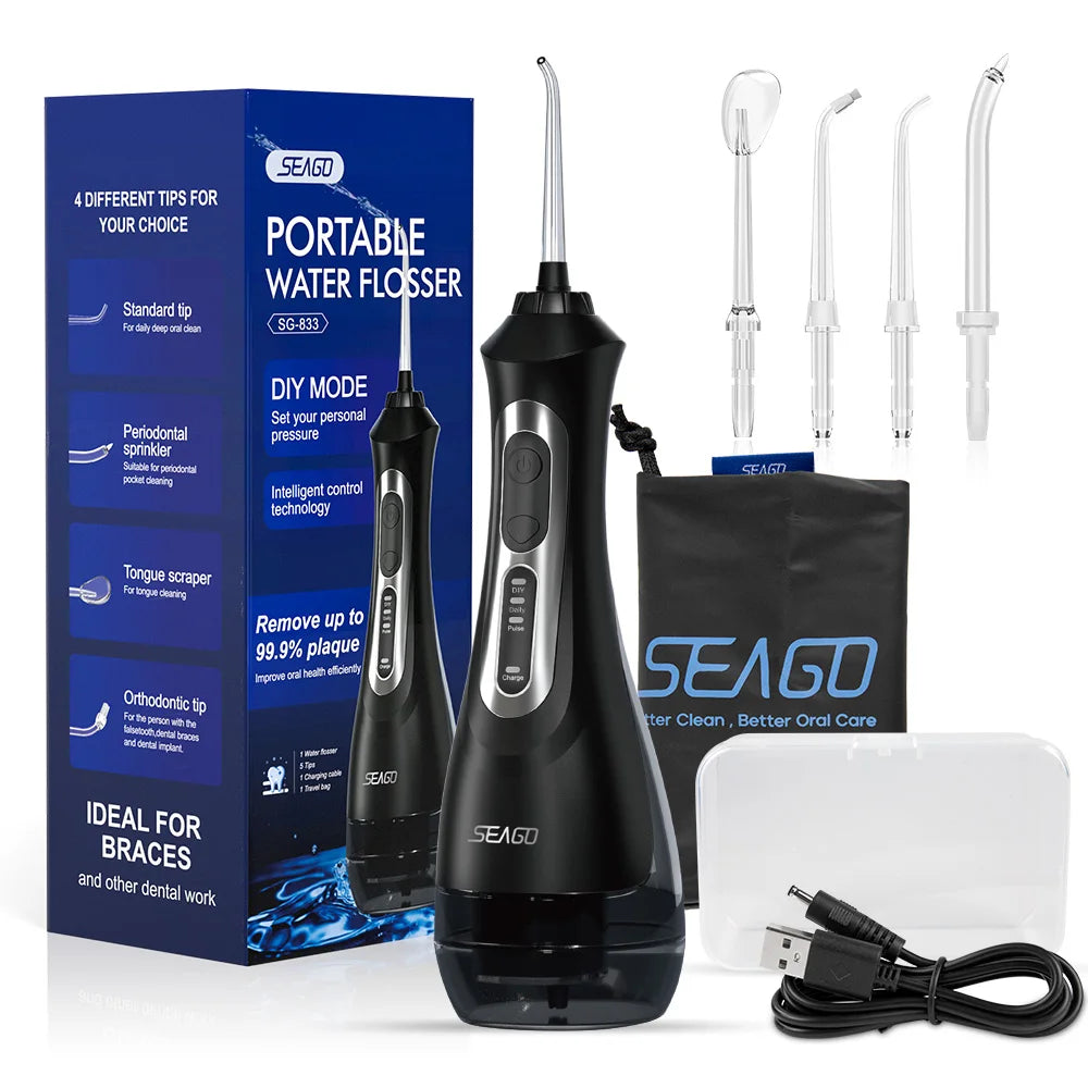 SEAGO – Irrigateur dentaire portable, rechargeable par USB, 3 modes, IPX7, pour le nettoyage des dents, SG833