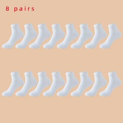 5/8 paires de chaussettes décontractées en coton noir pour hommes et femmes, longueur moyenne, douces et chaudes, automne/hiver, couleur unie