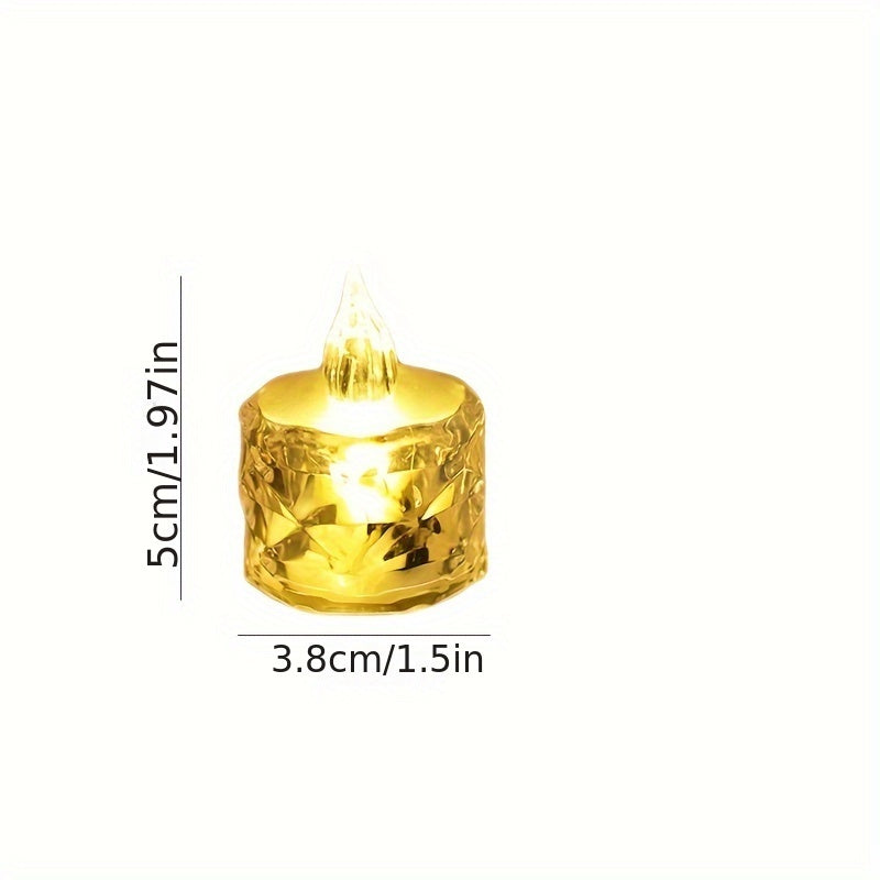 12pcs LED Electronic Candle Lights, Rose Pattern Vertical Refraction Halo Projection, Mini Simulated Flameless Candles For Wedding, Valentine's Day, Halloween, Christmas, Holiday, Home Decoration