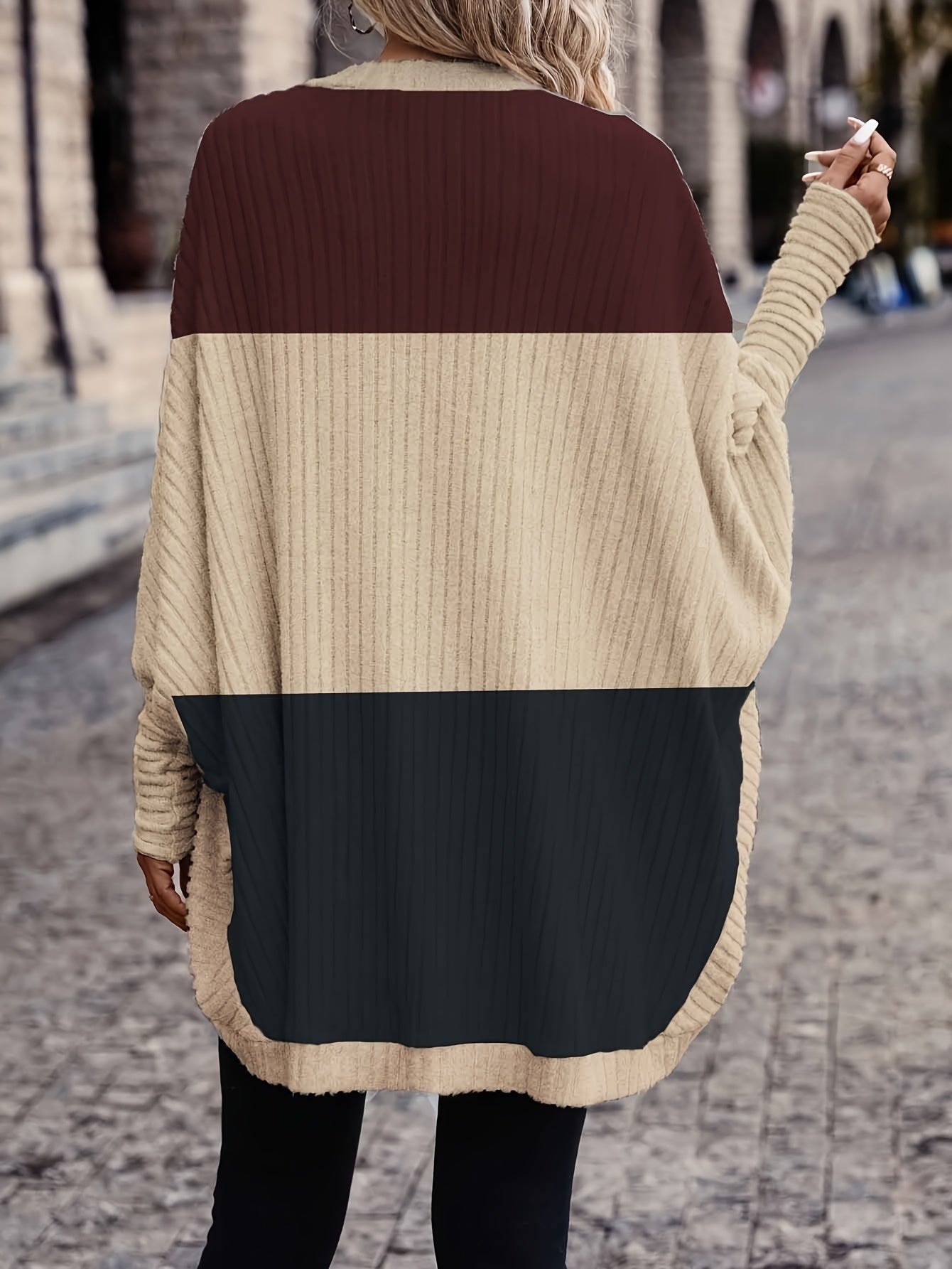 Stylish Versatile Color-Block Loose Cardigan for Women