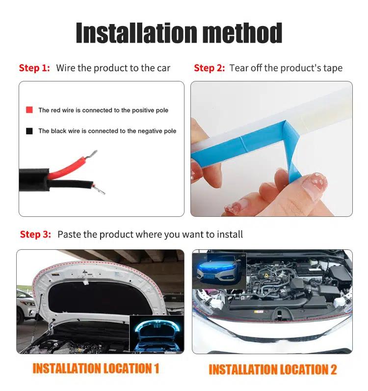 Start-Scan Car LED Hood Light - 12V, Universal, No Battery Needed, High-Intensity LED for Motor Vehicles, Ideal for Starting Engines, Engine Start Light|Modern Car Accessory|Durable Construction, Car Light Accessories