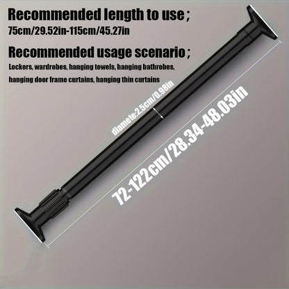 1pc Adjustable Tension Curtain Rod - Multipurpose Heavy-Duty No-Drill Extendable Rod for Shower, Closet, Window, Towel Rack - Metal & Plastic Home Accessory