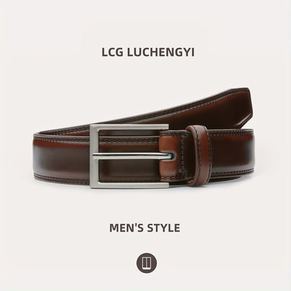 [Classic Men's Leather Belt] Classic & Fashion Men's Leather Belt | Single Prong Buckle for Jeans, Pants, Work & Business - Gift for Dad & Husband