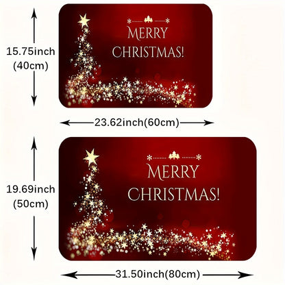 1pc Festive Christmas Welcome Doormat - Anti-Slip, Stain-Resistant, Machine Washable Area Rug with Shiny Star Pattern for Living Room, Bedroom, Kitchen, Office, Holiday Home Decoration - Perfect for Christmas Festival Celebra