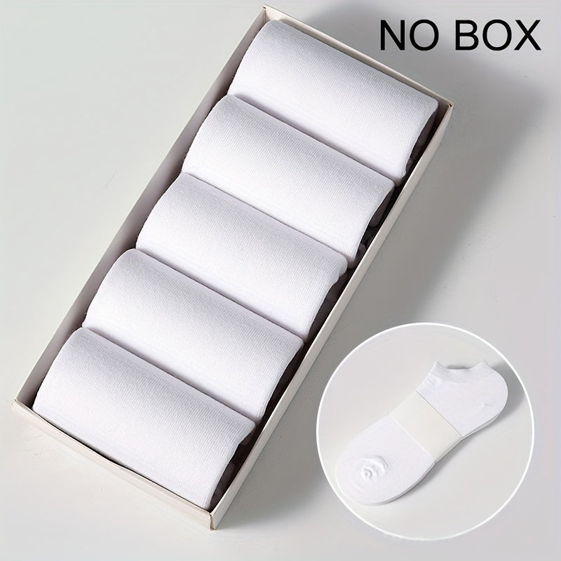 1/5/10/20 Pairs Men's Anti-odor Plain Color Thin Sweat-absorbing Breathable Invisible Ankle Socks, Boat Socks For Spring & Summer