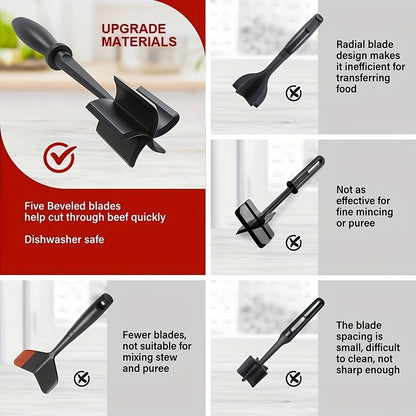 [Manual Meat Shredder] PANCERKA Manual Meat Shredder & Pulverizer | Heat-Resistant Polypropylene, Non-Stick Surface, Ergonomic Handle, Dual Interchangeable Blades for Beef, Turkey, BBQ, Stovetop Use, Kitchen Gadgets, Durable