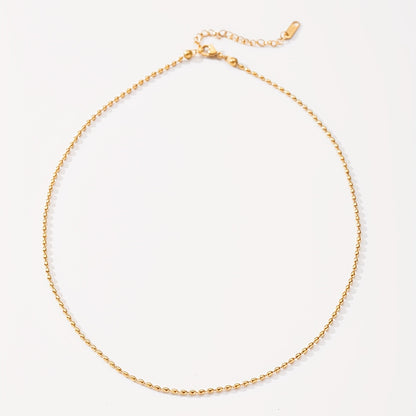Stainless Steel Minimalist Rice Bead Necklace Charm Clavicle Chain Jewelry For Women For Daily Decoration